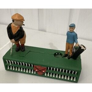Vintage Cast Iron Mechanical Golf Bank